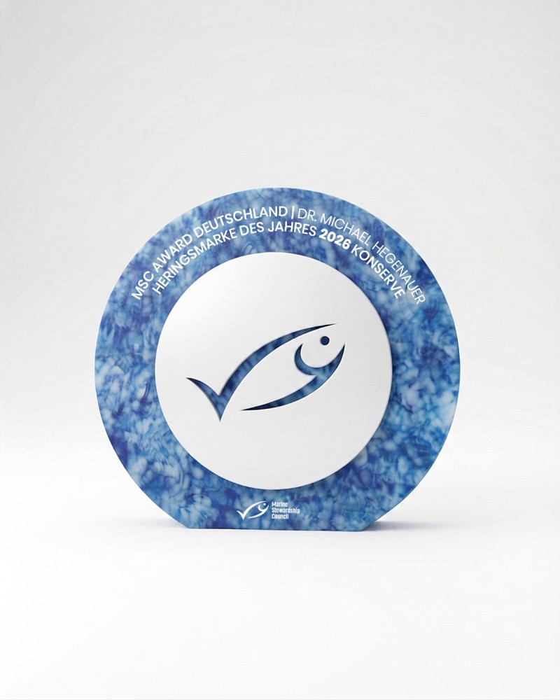 Trophée sur mesure pour les MSC Awards réalisé par Sustain Awards, vue de côté 2